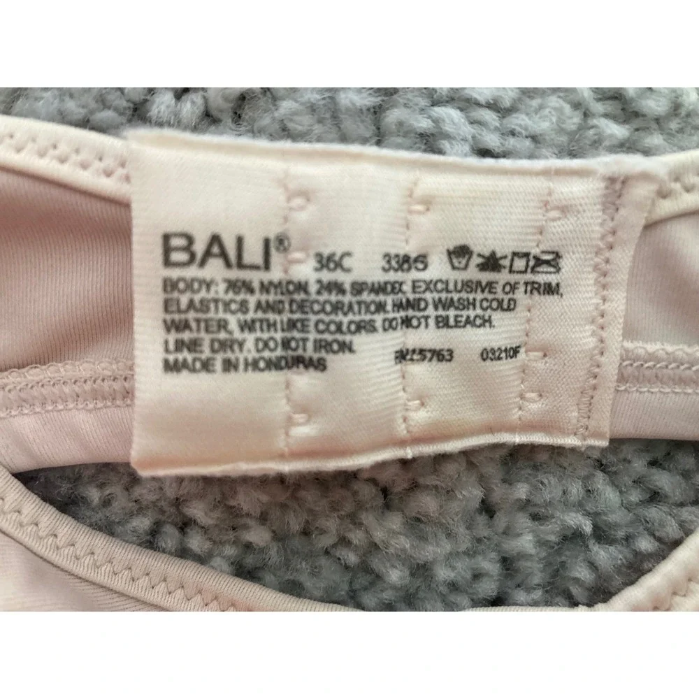 Bali 36C Beige Bra Smoothing Comfort‎ Lace Detail Full Coverage Underwire